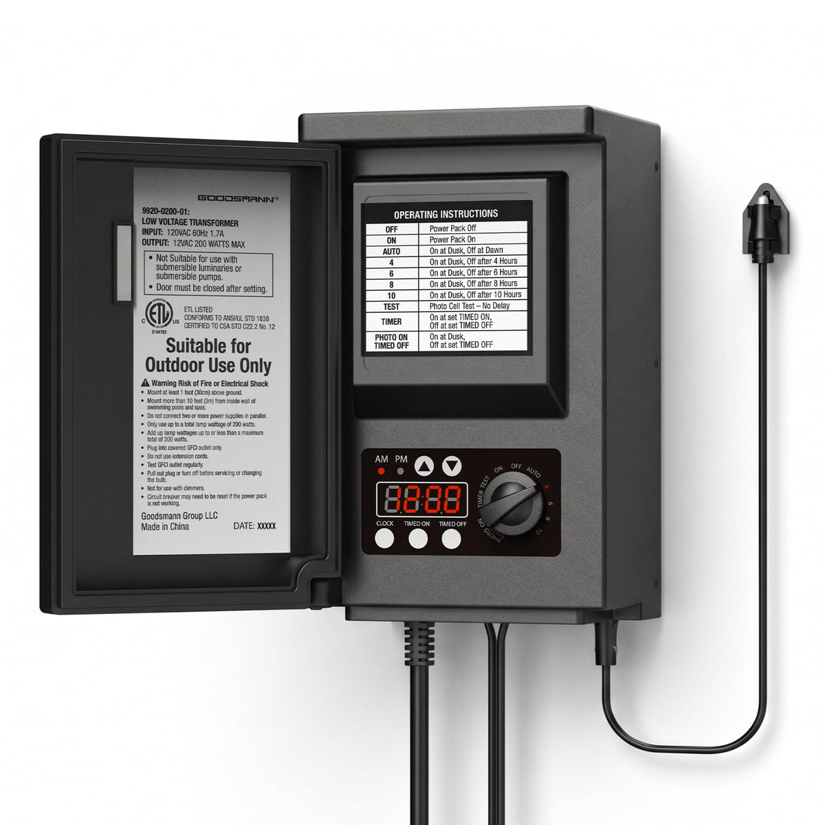 200 Watt Low Voltage Transformer with Timer and Photo Eye Sensor X9857