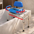 Blue Sliding Shower Chair Tub Transfer Bench with Swivel Seat F2876