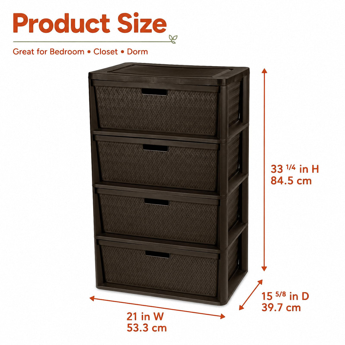 Brown 4 Drawer Plastic Storage Tower I4275