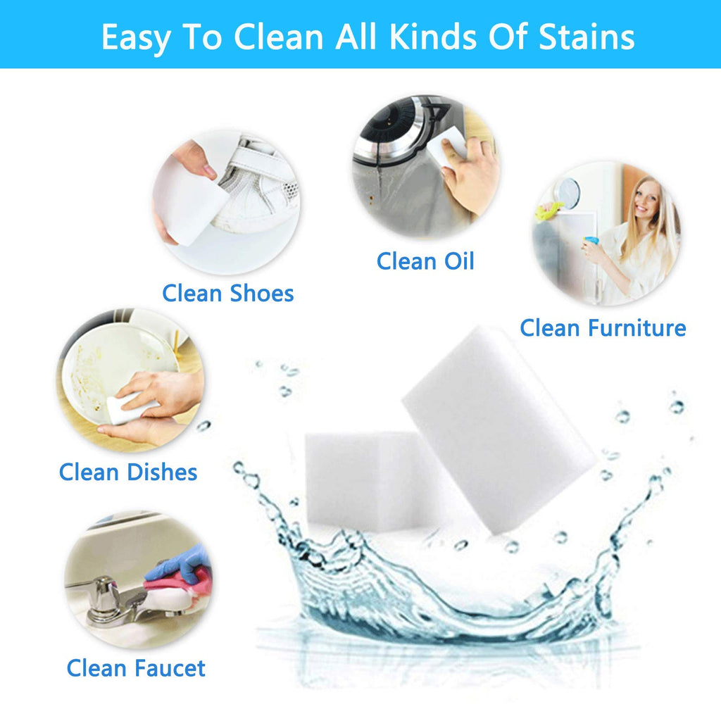 100 Pack Melamine Foam Sponge Eraser White A782