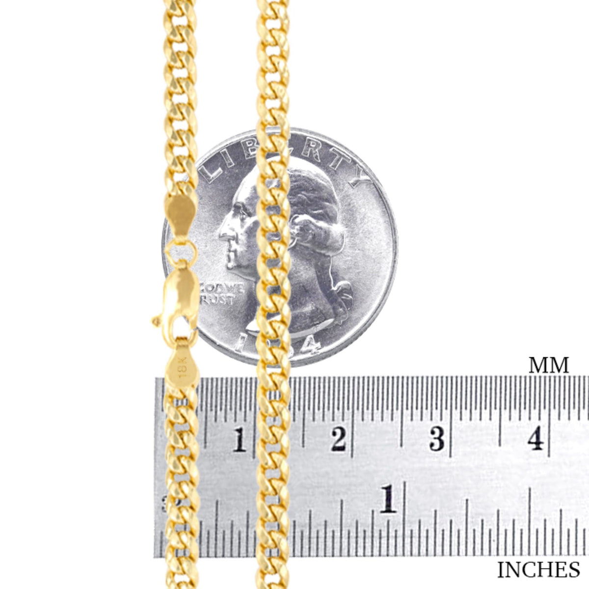 18k Yellow Gold Cuban Link Chain Necklace L704418