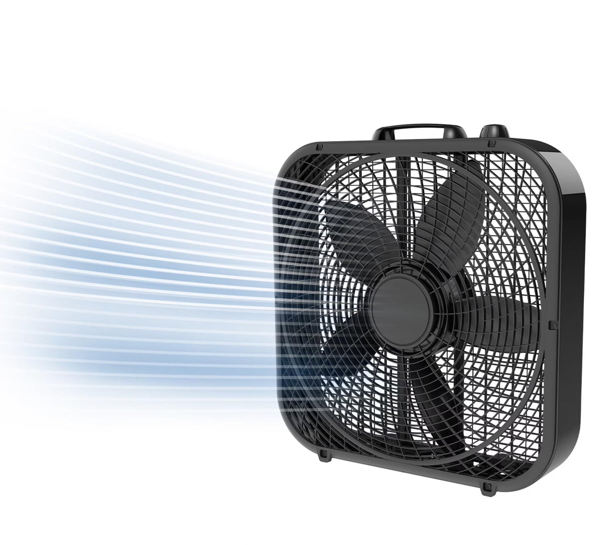20-Inch Classic Box Fan, Three-Speed, Quiet, Tabletop with Carrying Handle, White F9026