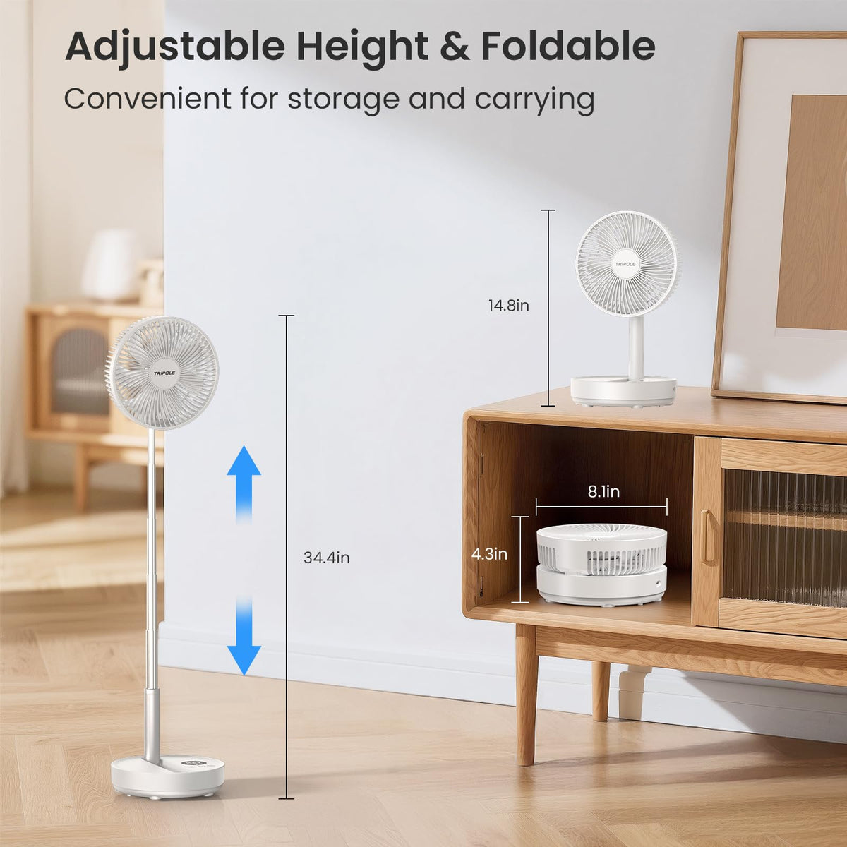 Portable Rechargeable Oscillating Standing Fan Q562