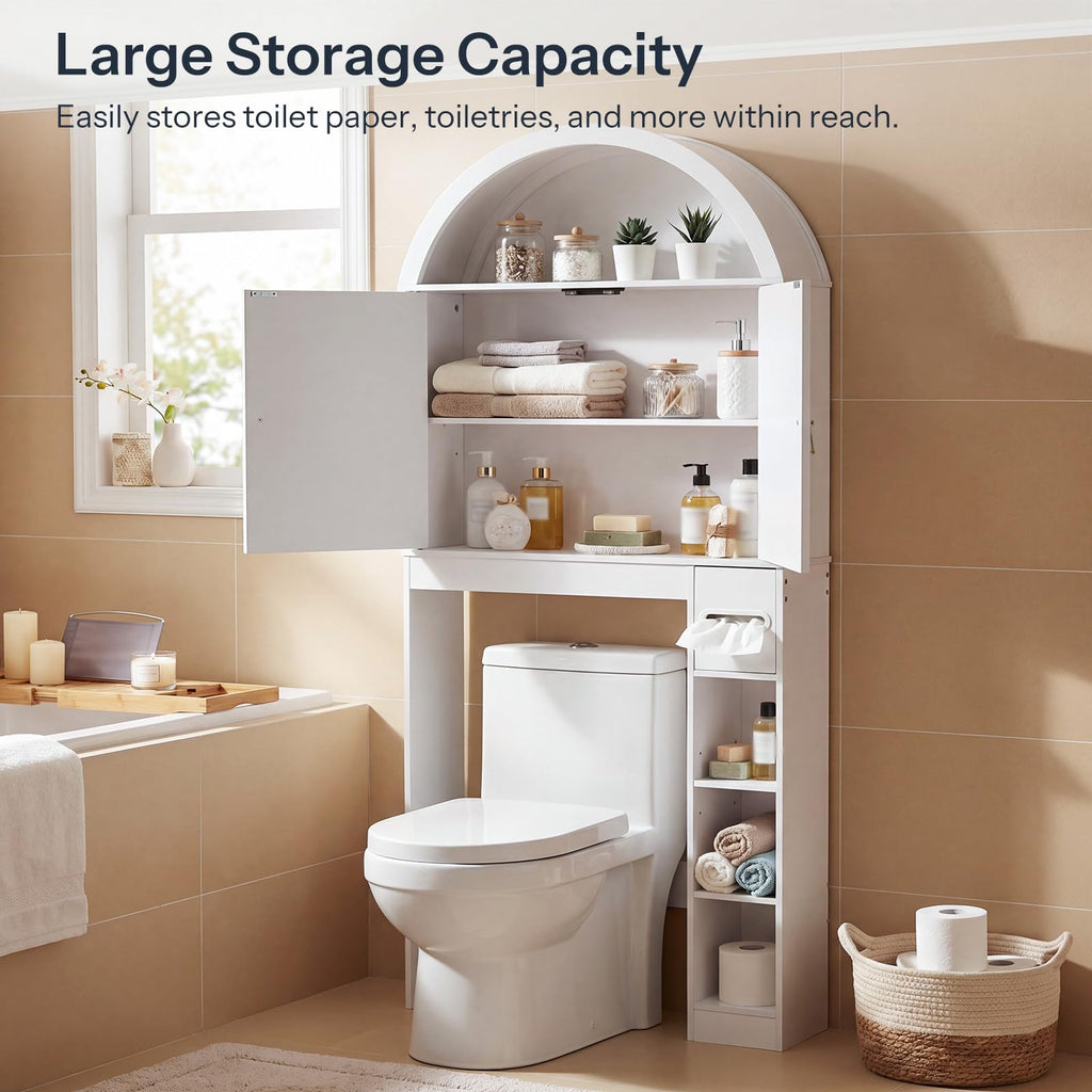 White Over the Toilet Storage Cabinet with Adjustable Shelf X598