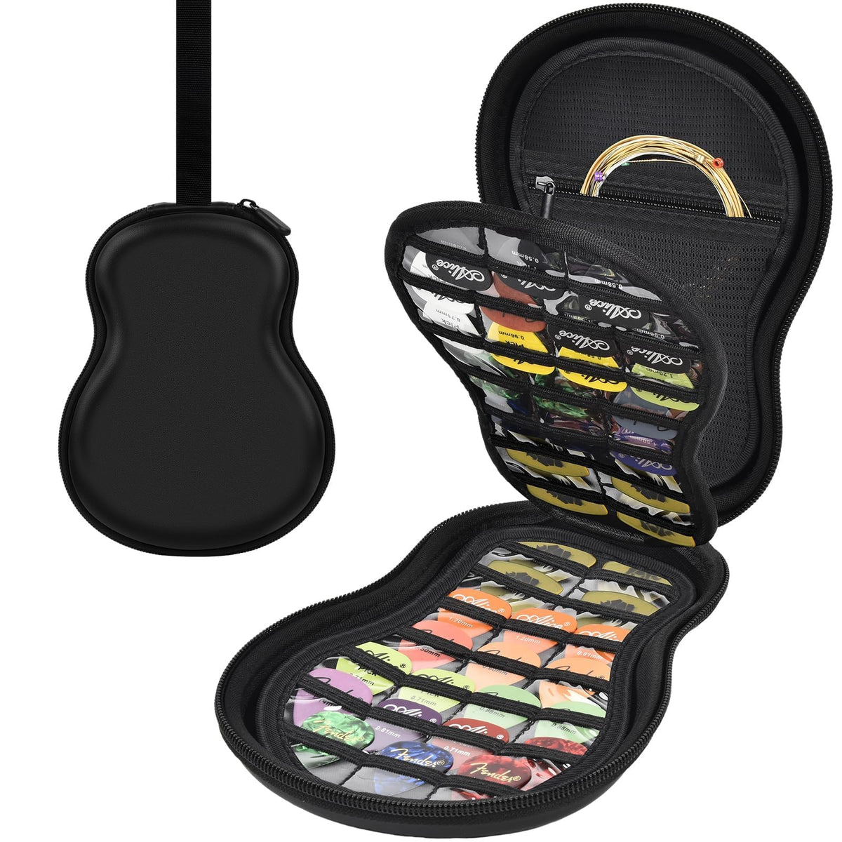 Guitar Pick Holder Case 63+ All Size Plectrums Storage Pouch L547