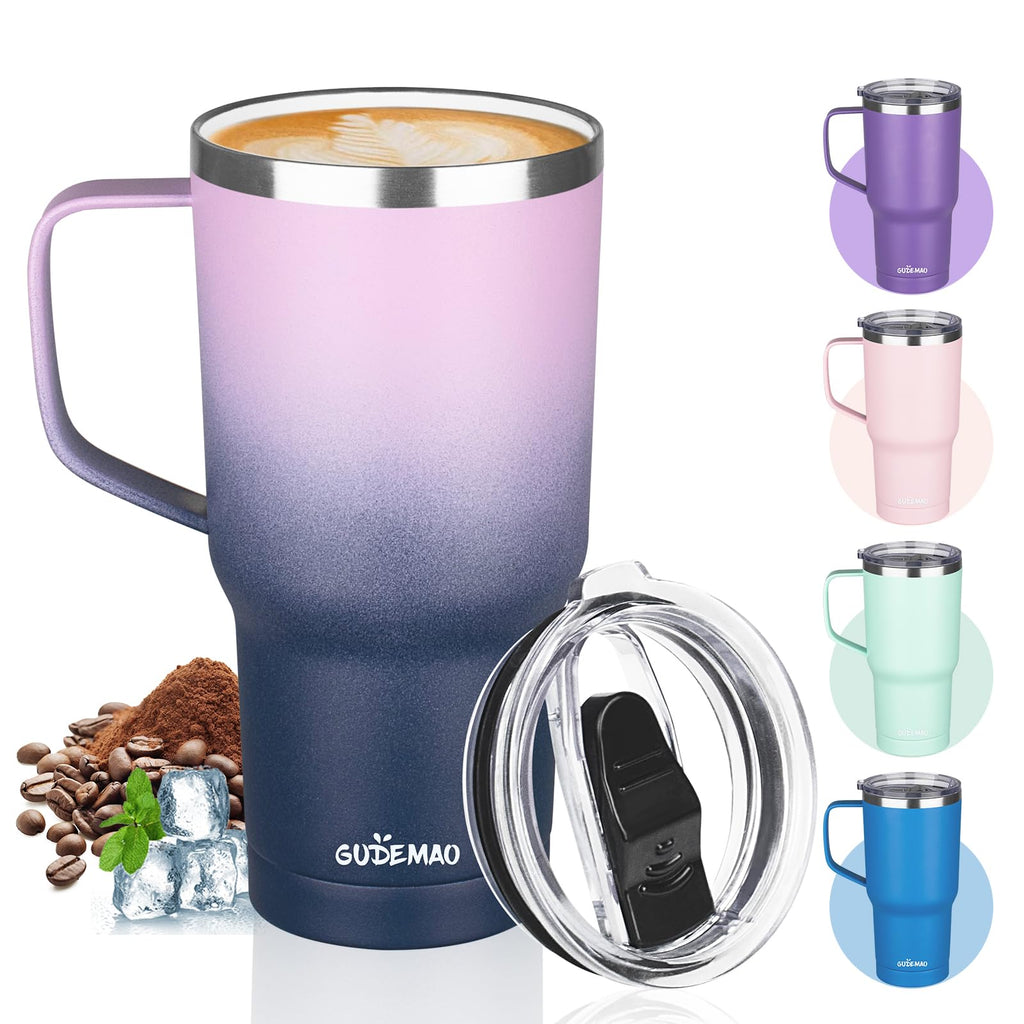 20 oz Insulated Stainless Steel Travel Mug with Handle Lid and Straw T179
