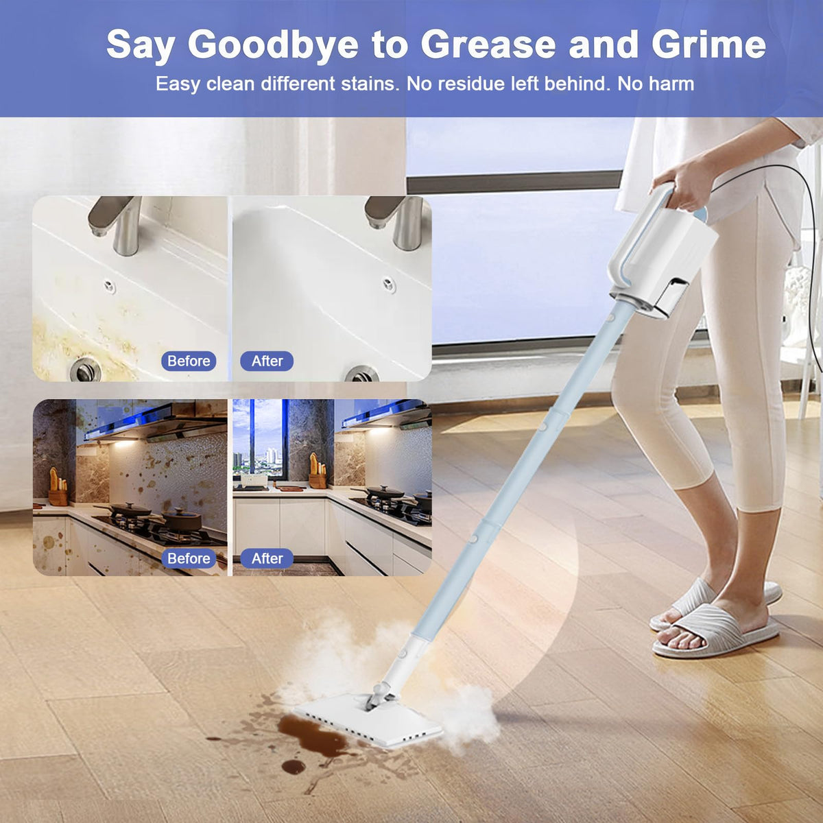6 in1 Rotated Steam Mop Cleaner with 2 Microfiber Pads X16765