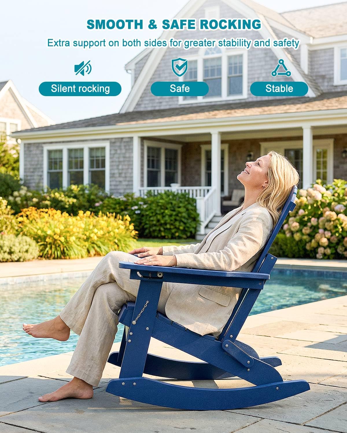 Folding Adirondack Rocking Chair with Ottoman I41555