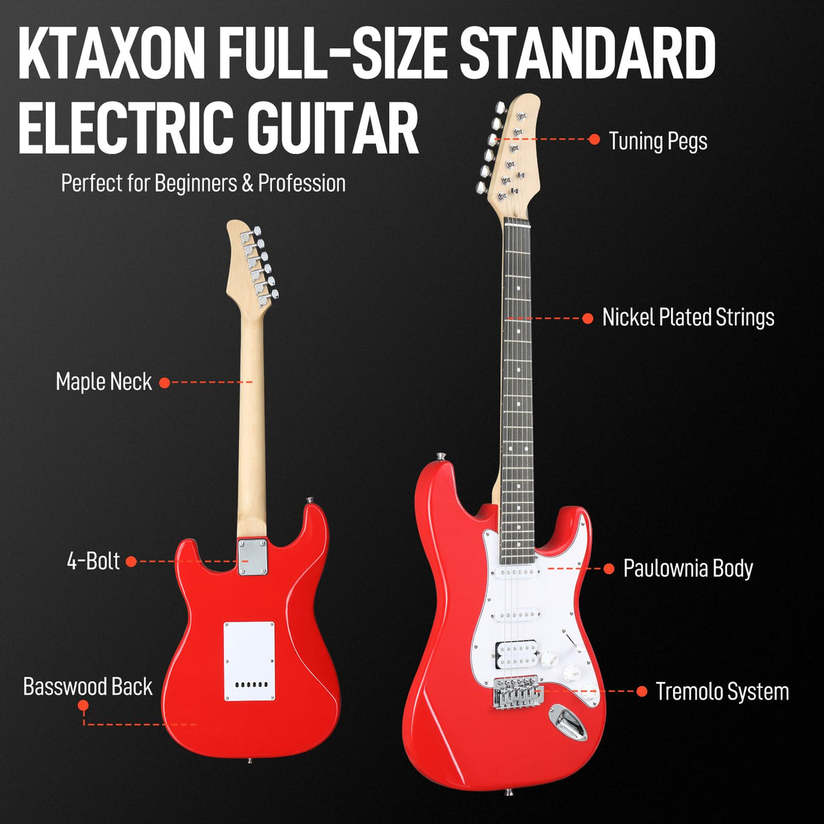 39 Inch Red Electric Guitar Kit with Amp S748938