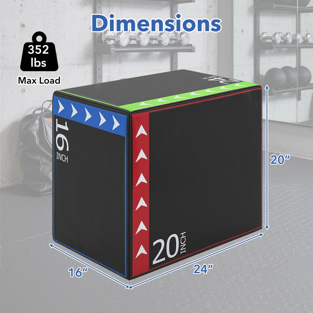 3 in 1 Plyometric Jump Box with Non-Slip PU Cover K798393