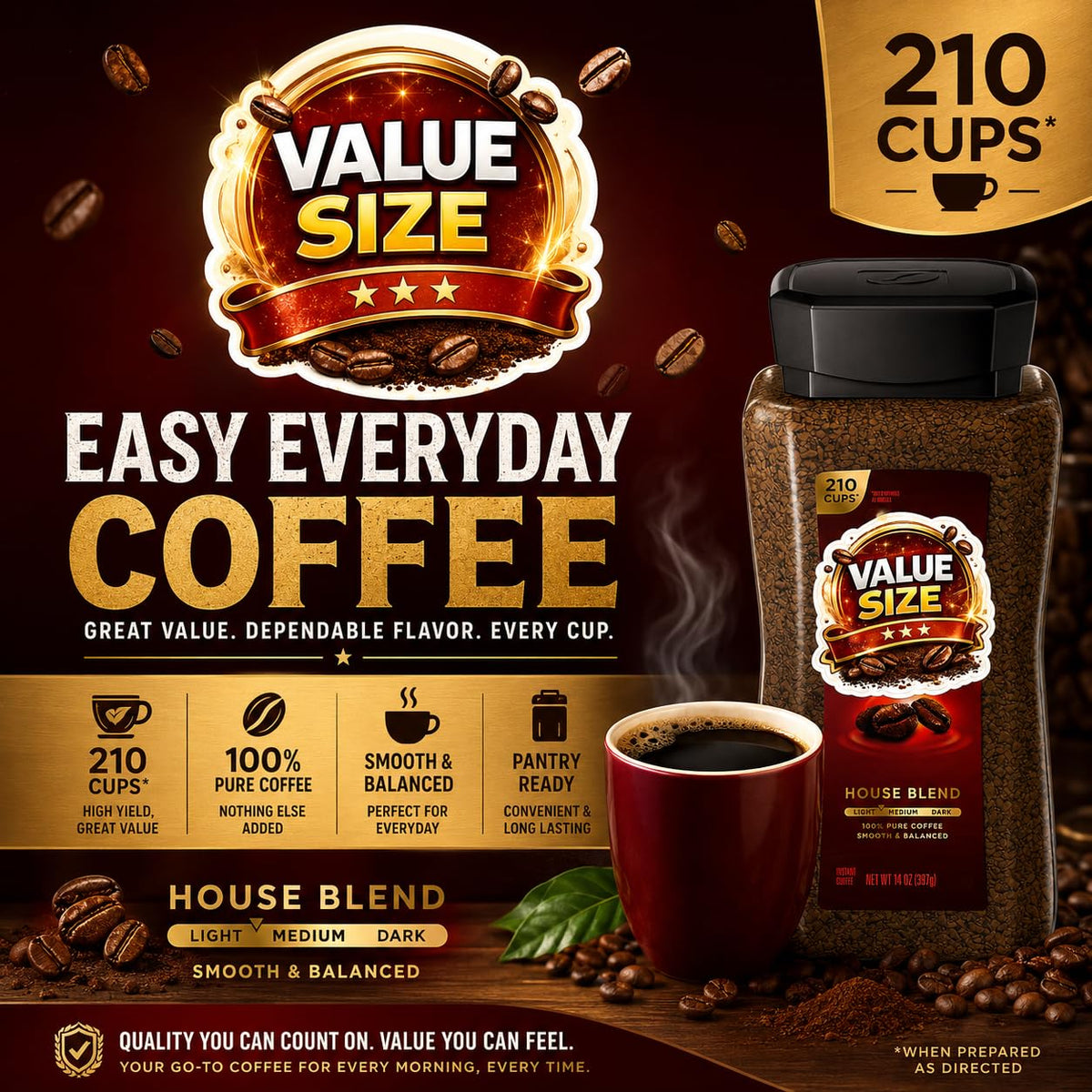 Instant Coffee 14oz Plastic Jar 2 Count A454