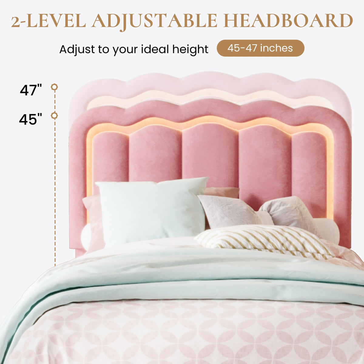 Twin Size Bed Frame with LED Lights and Storage Drawer F139364