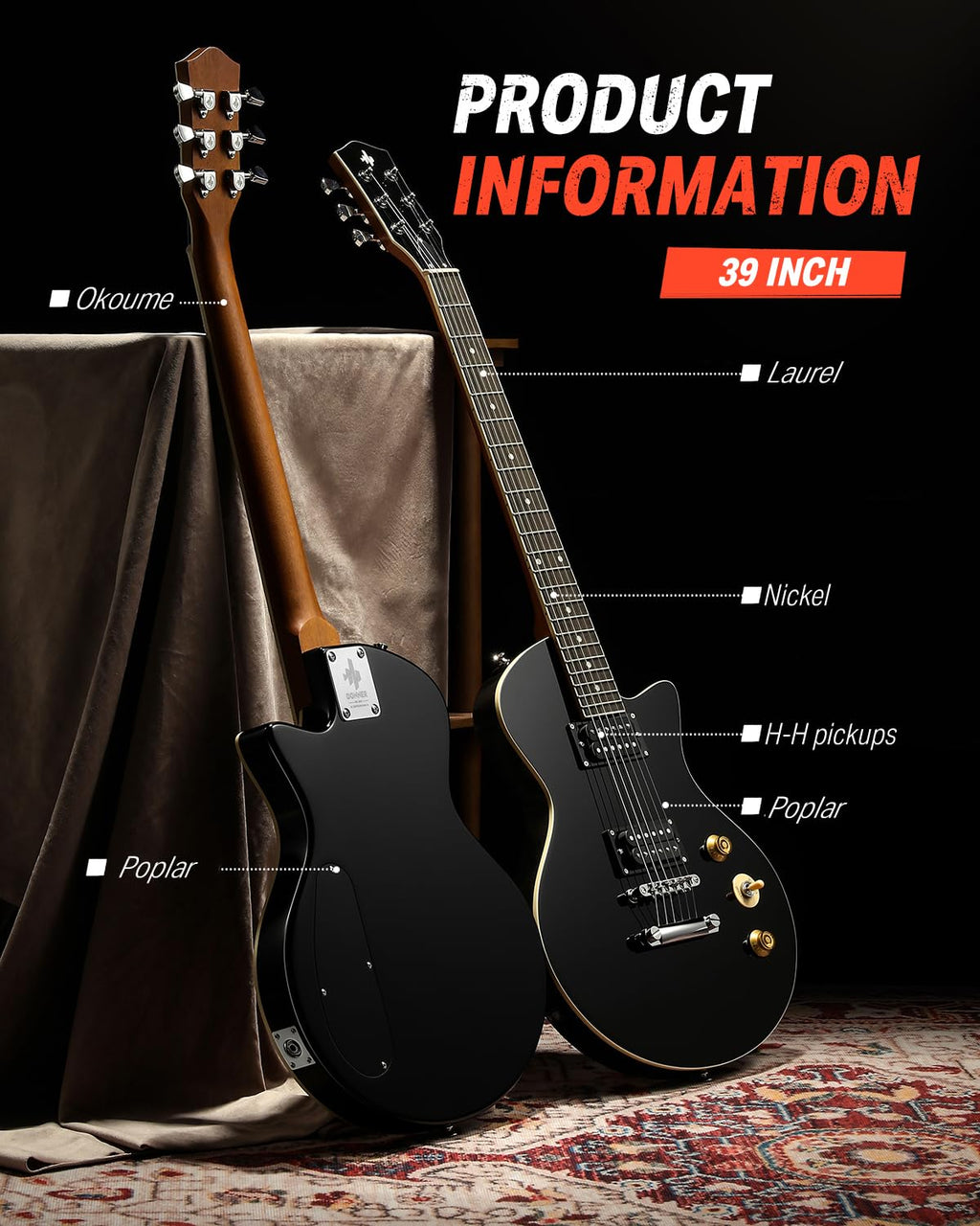 39" Electric Guitar with Dual Humbucker Pickups J2418