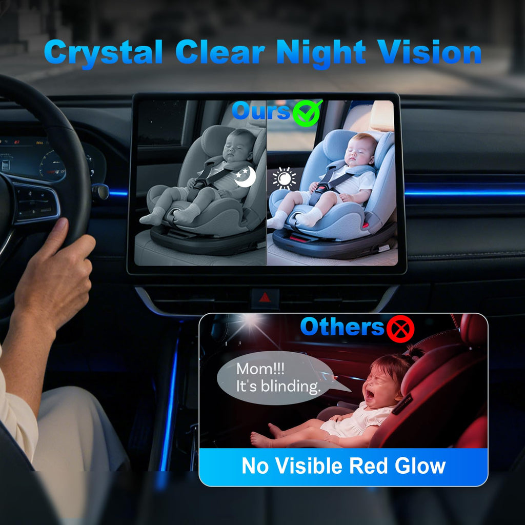 Baby Car Camera with Wireless CarPlay Adapter, 1080P HD, IR Night Vision, 150° Wide-Angle C3167