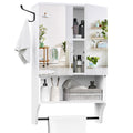 White Wall Mounted Bathroom Cabinet with Mirror and Adjustable Shelf R478760