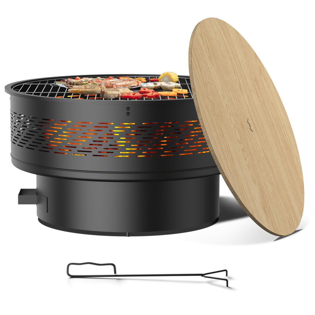 32" Round Wood Burning Fire Pit with Cooking Grill K4840