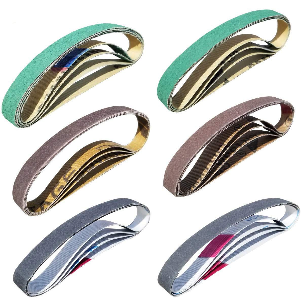 24 Pack 1/2" x 10" Replacement Knife Sharpener Sander Belt Kit 80/120/240/400/1000/1200 Grits H3297