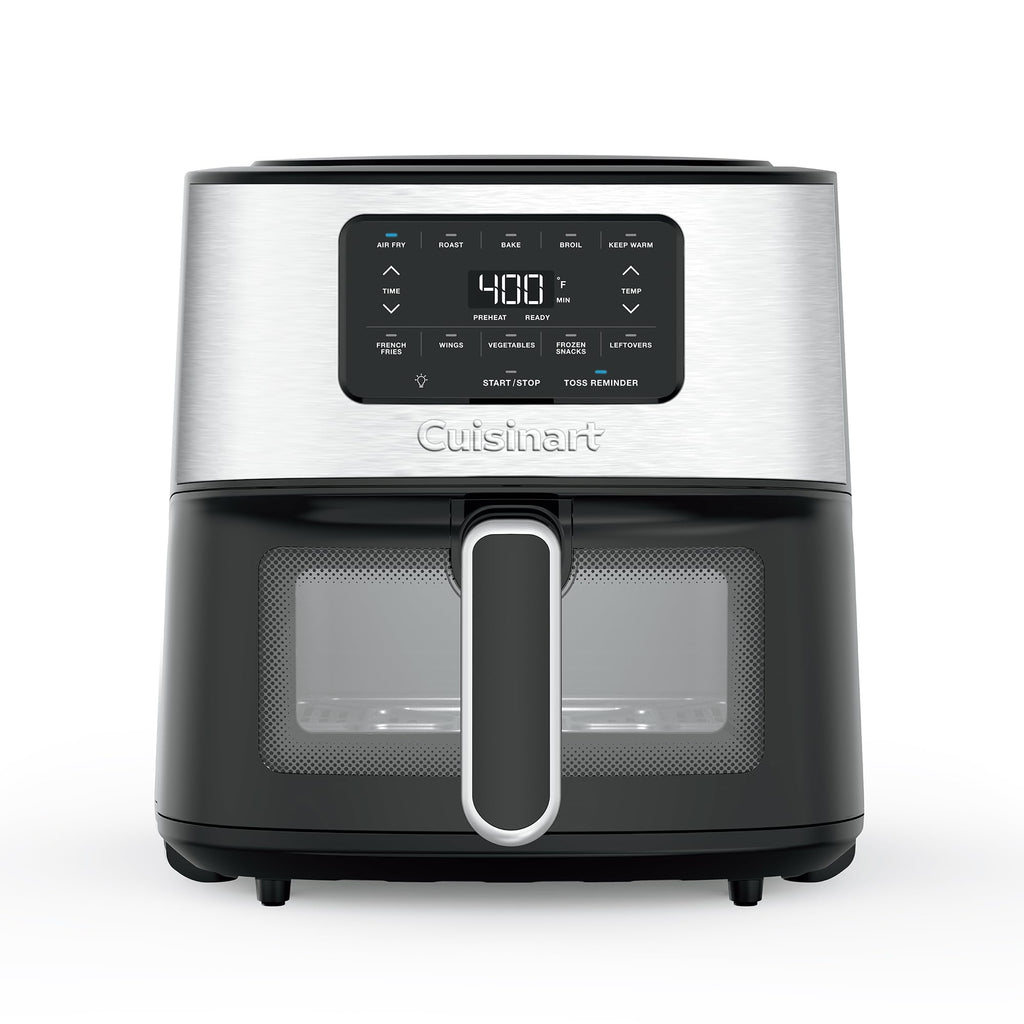 6-Quart Air Fryer with 5 Cooking Functions, Stainless Steel & Black Y400