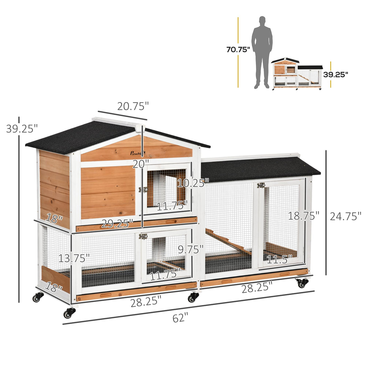 62" Rabbit Hutch with Wheels R157141