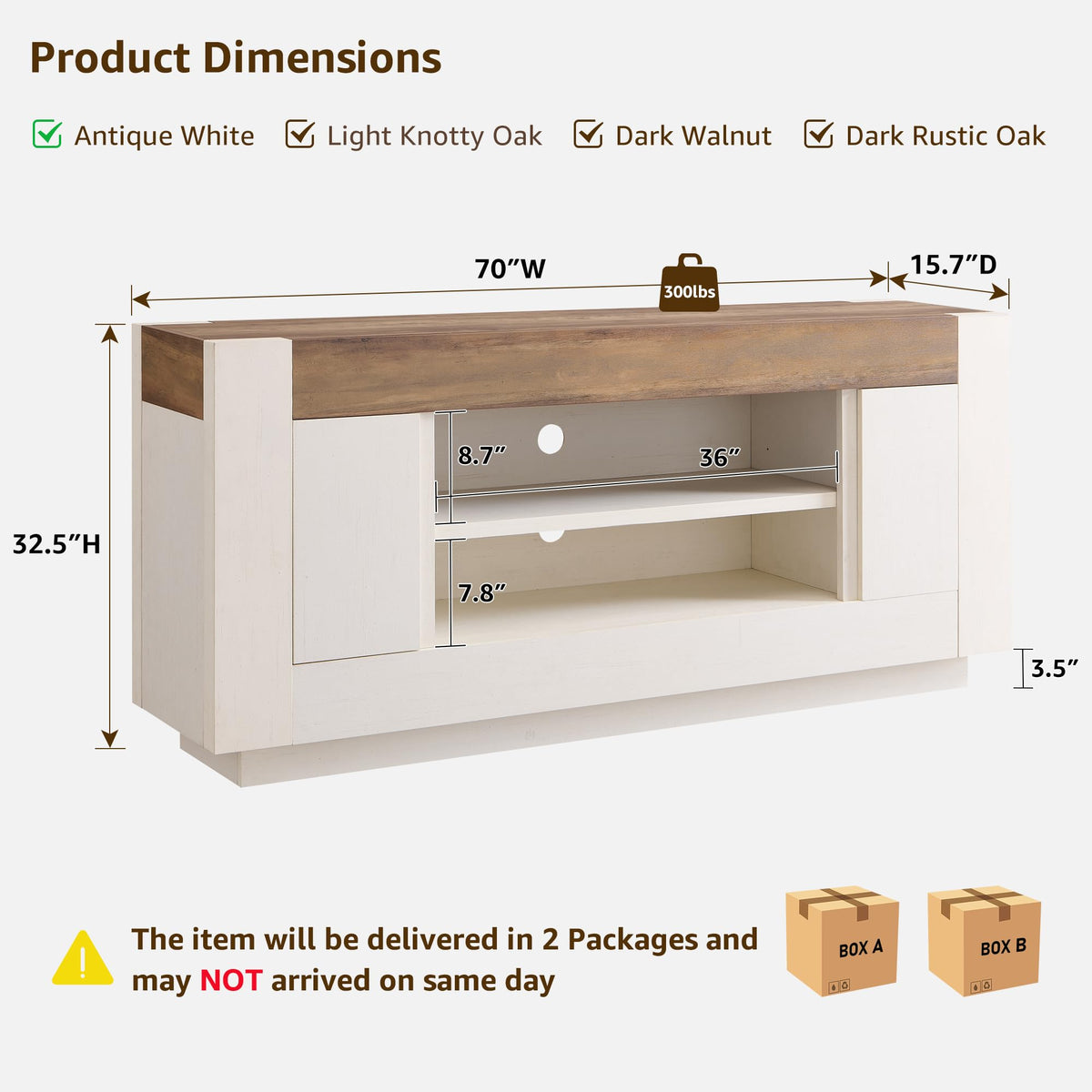 70" Antique White TV Stand G62269