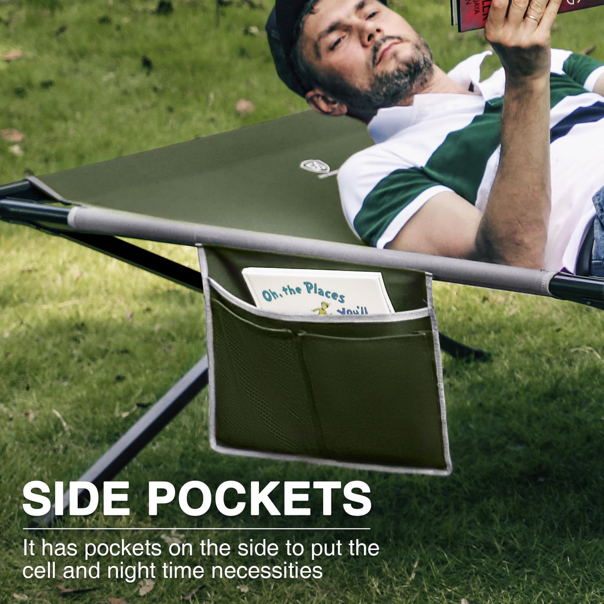 Extra Wide Folding Camping Cot with Carry Bag W906