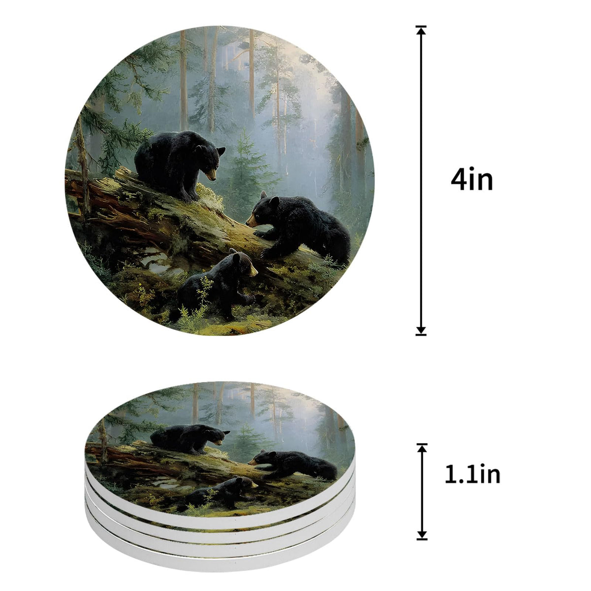 Set of 8 Absorbent Ceramic Coasters with Cork Base H5922