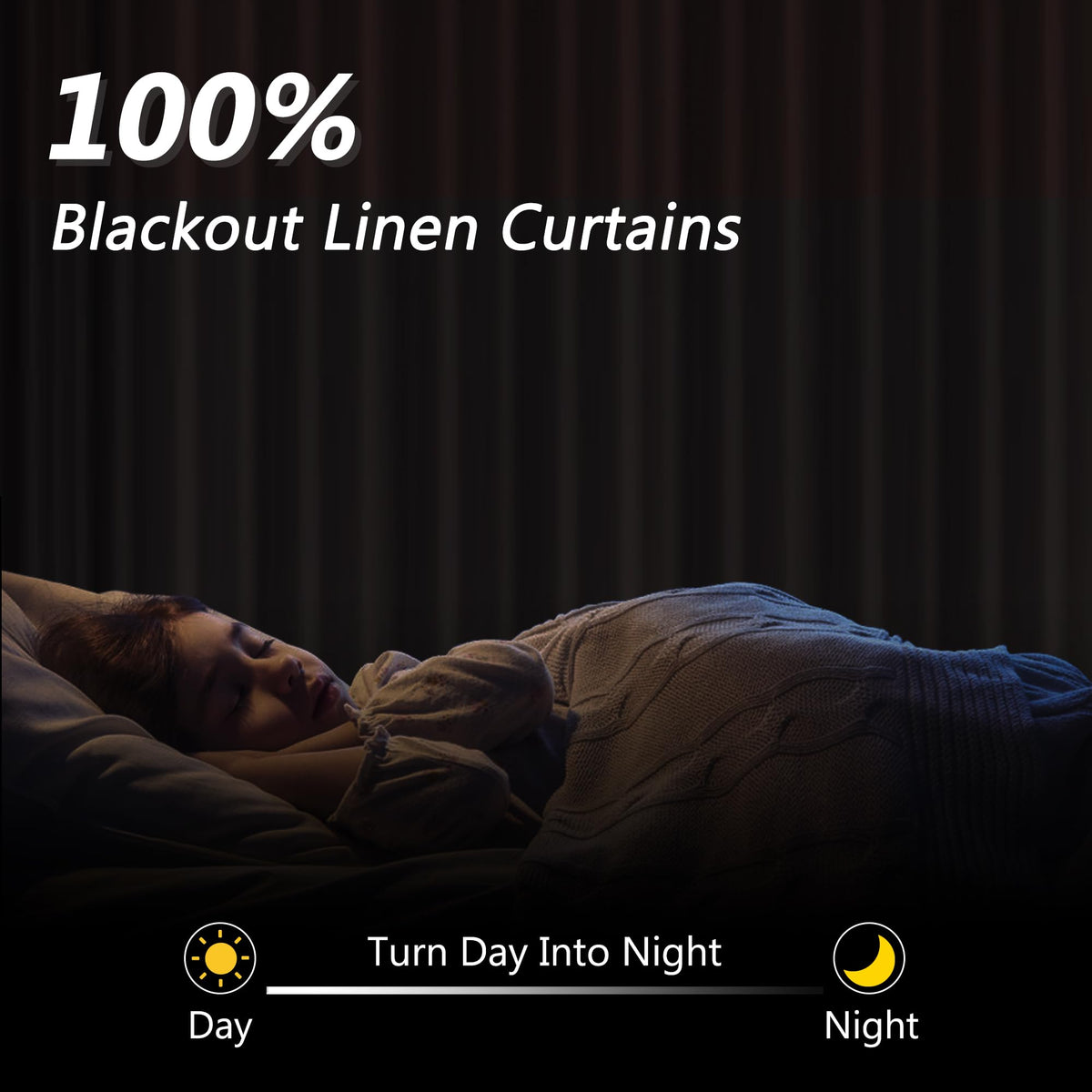 100% Blackout Linen Curtains 108 Inches 2 Panels C128621