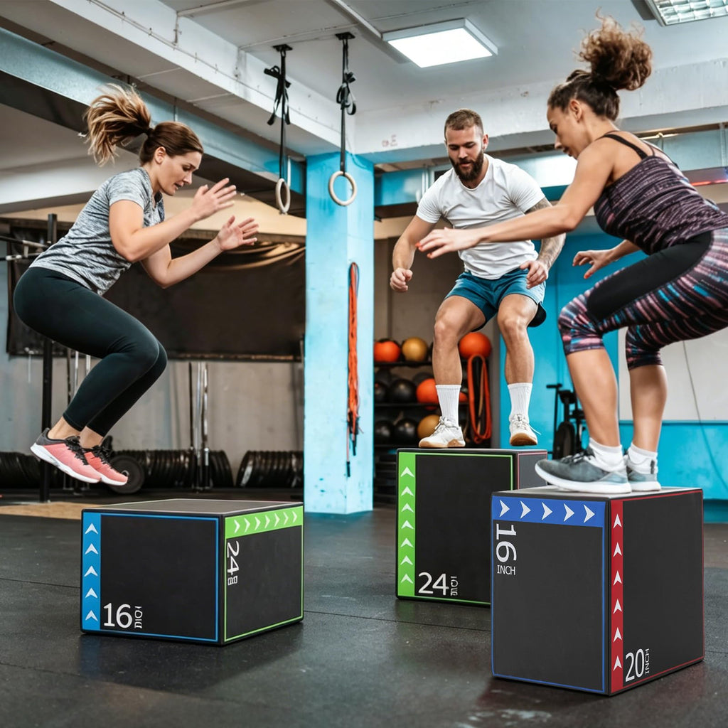 3 in 1 Plyometric Jump Box with Non-Slip PU Cover K798393