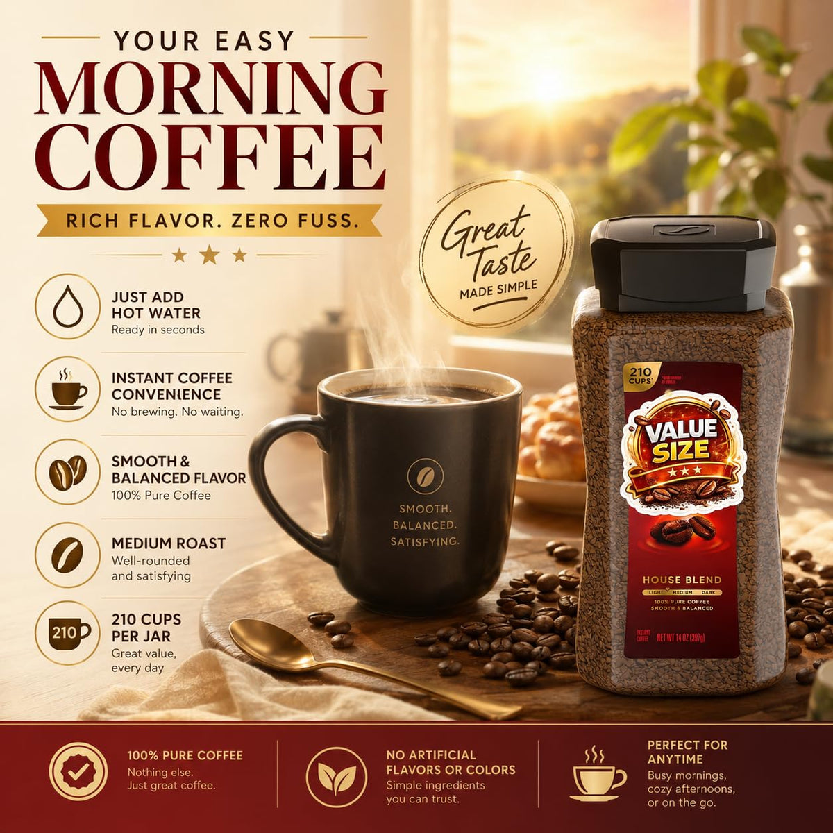 Instant Coffee 14oz Plastic Jar 2 Count A454