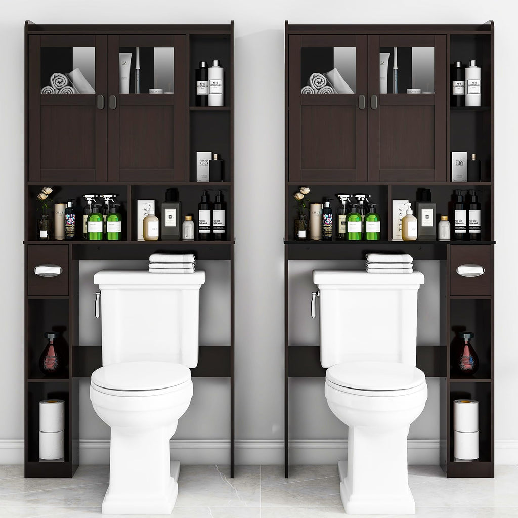 Over The Toilet Storage Cabinet with Doors and Shelves N802