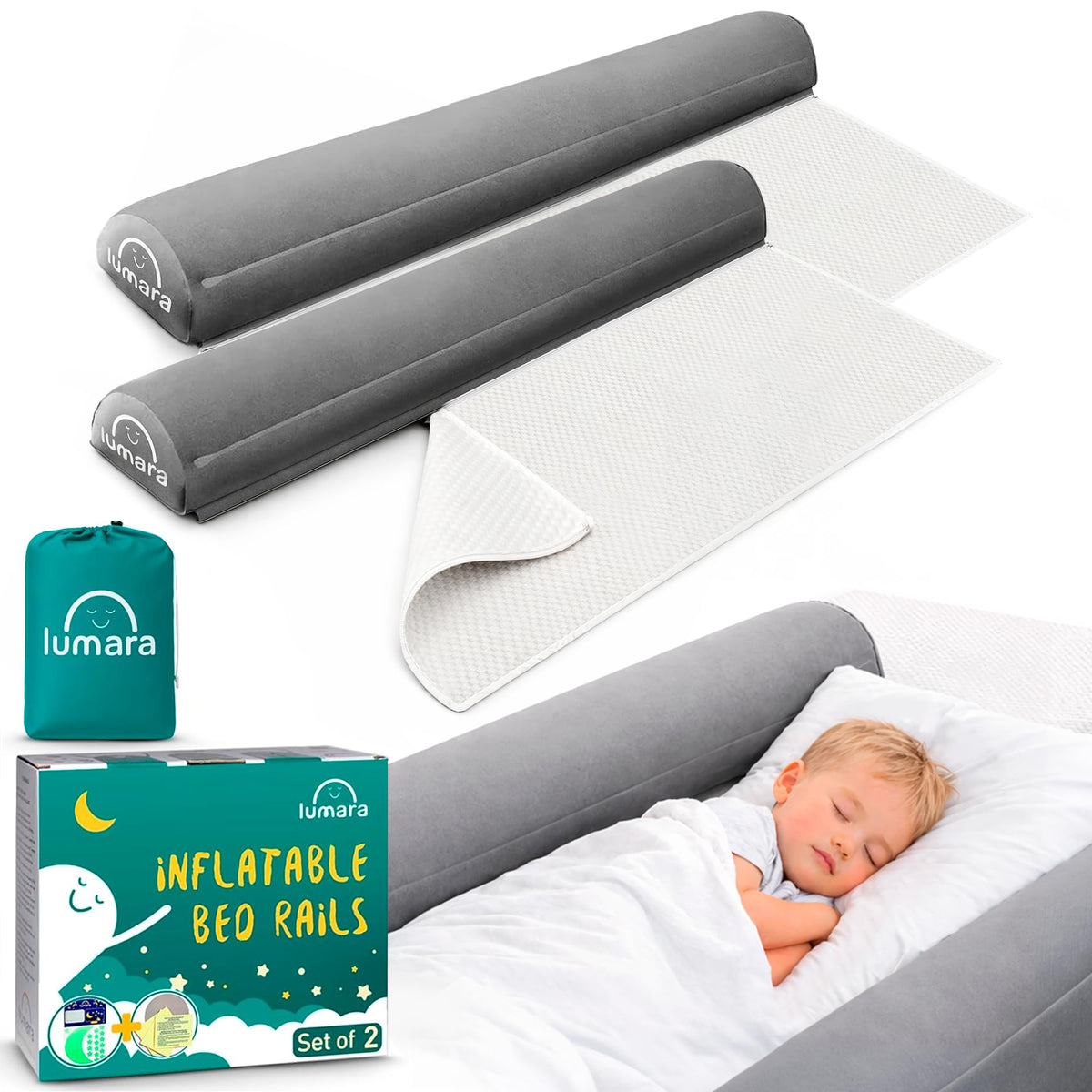Inflatable Bed Rail for Toddlers 2 Pack M1528