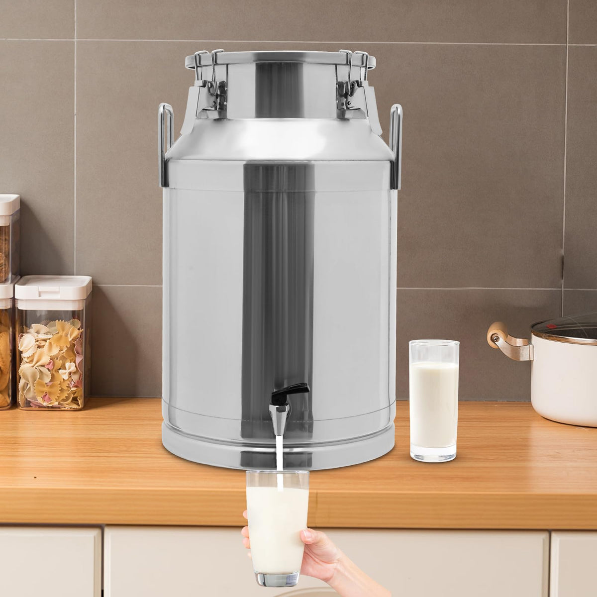 10 Gal Stainless Steel Milk Can Bucket with Faucet and Lid G9925