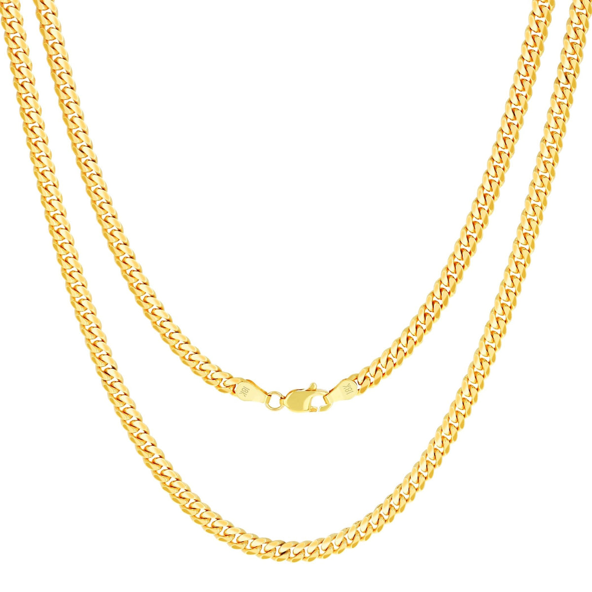 18k Yellow Gold Cuban Link Chain Necklace L704418