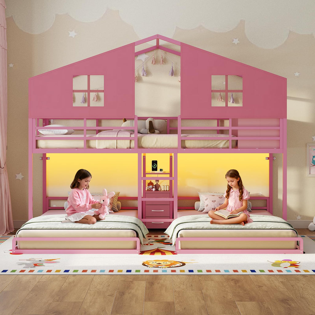 Triple Bunk Bed Twin Over Twin with Storage Q101
