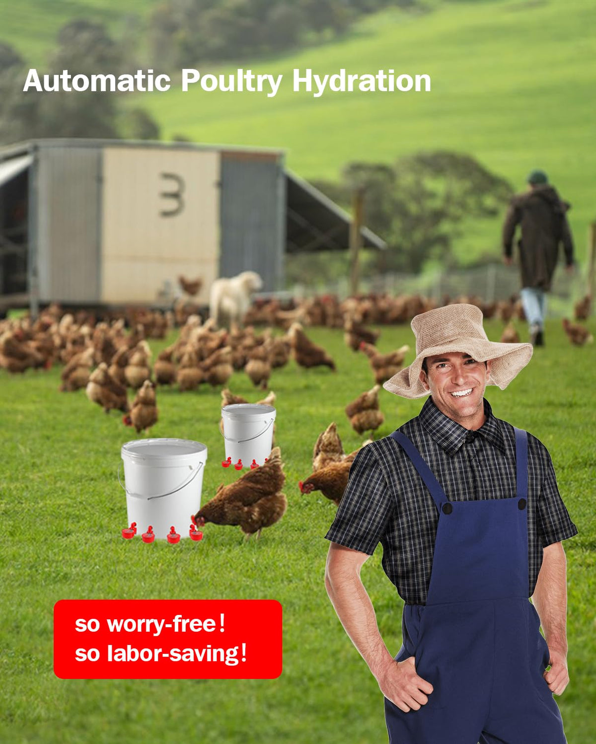 30 Packs Large Automatic Poultry Water Feeder Cups with Tee Fittings L3132