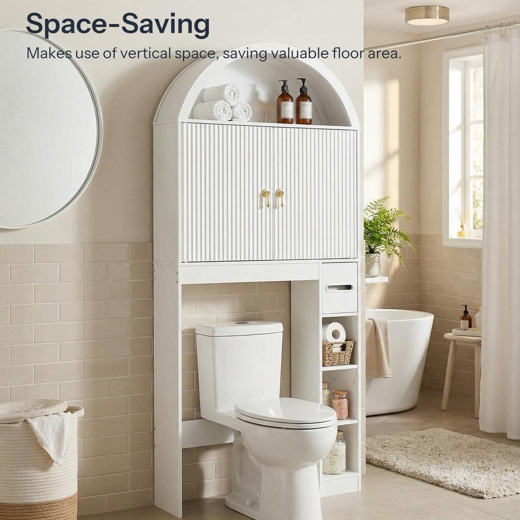 White Over the Toilet Storage Cabinet with Adjustable Shelf X598