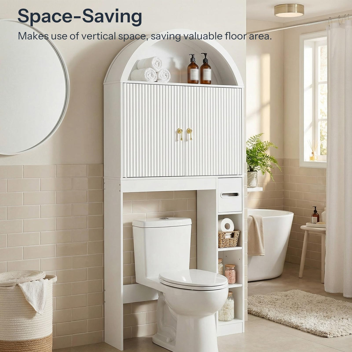 White Over the Toilet Storage Cabinet with Adjustable Shelf X598