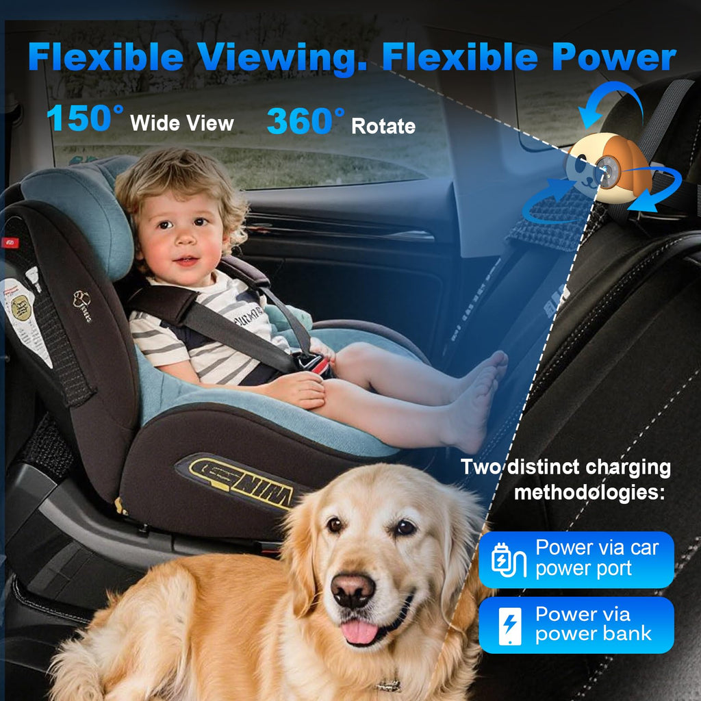 Baby Car Camera with Wireless CarPlay Adapter, 1080P HD, IR Night Vision, 150° Wide-Angle C3167