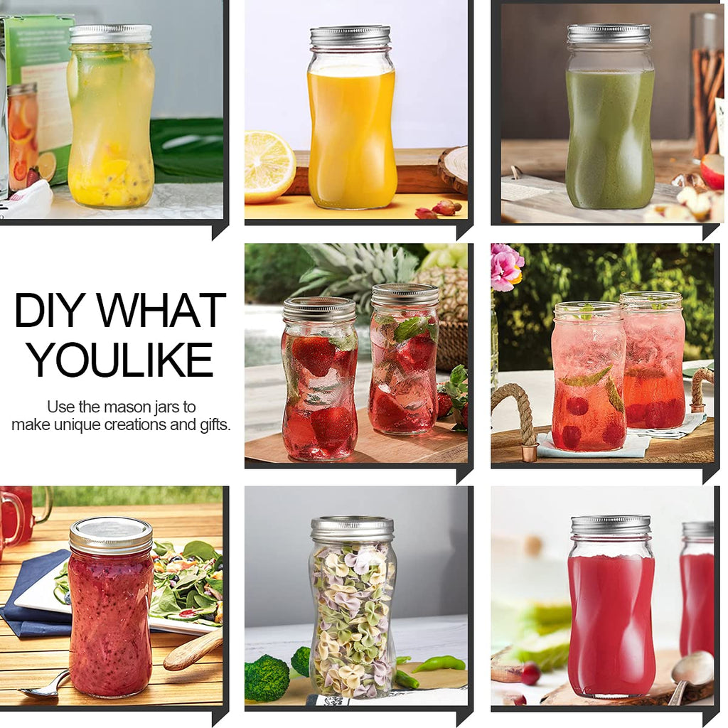 16oz Regular Mouth Mason Jars 12 Pack with Lids & Bands W572