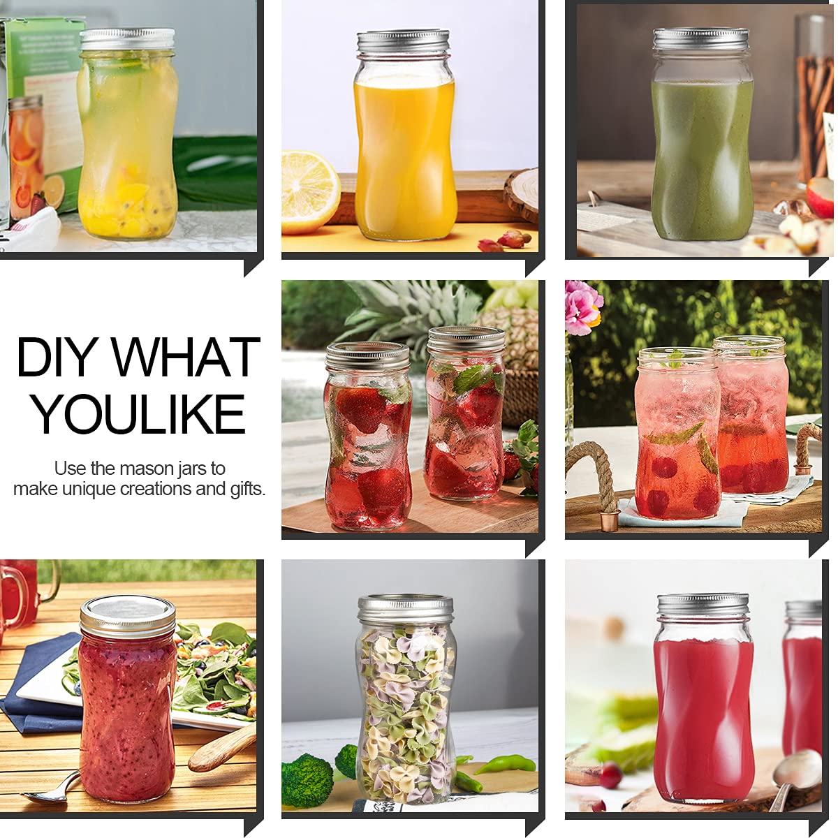 16oz Regular Mouth Mason Jars 12 Pack with Lids & Bands W572