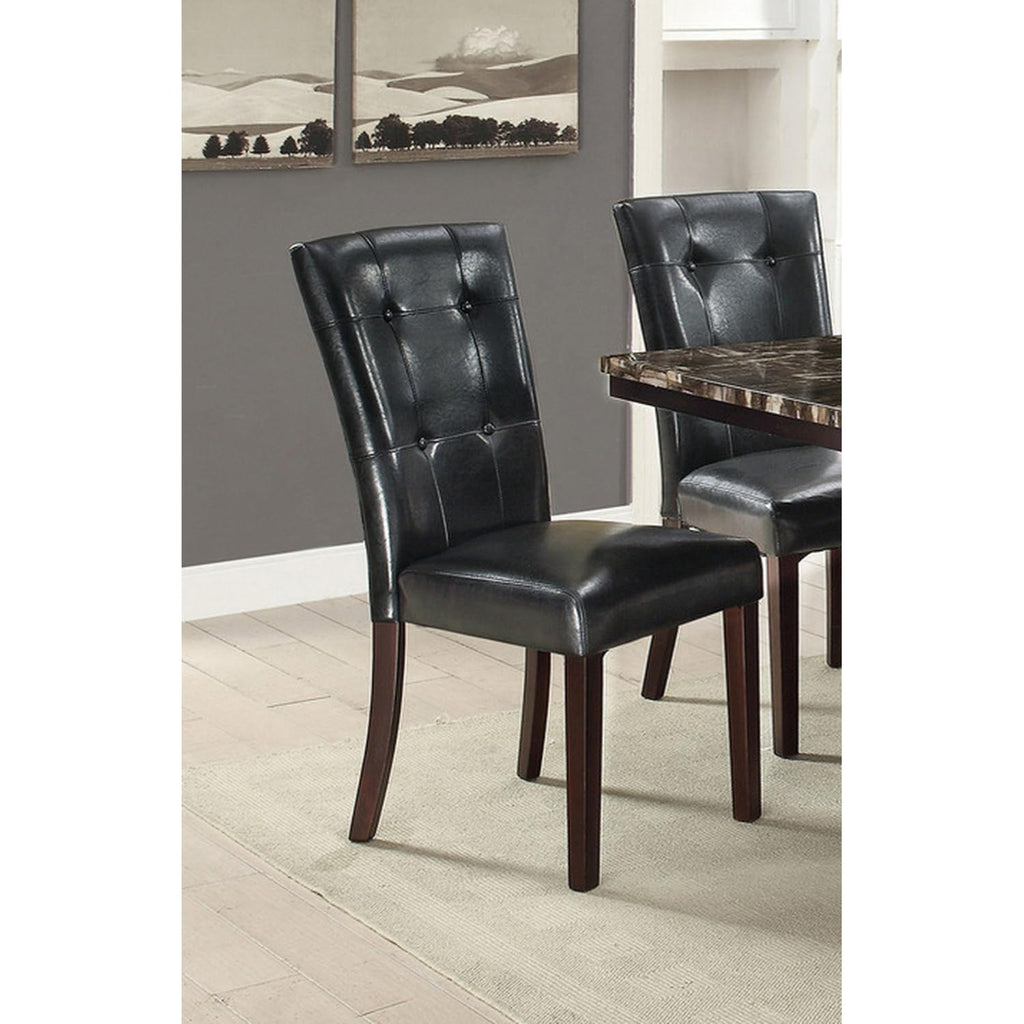 Black Faux Leather Tufted Parson Chairs Set of 2 A9094