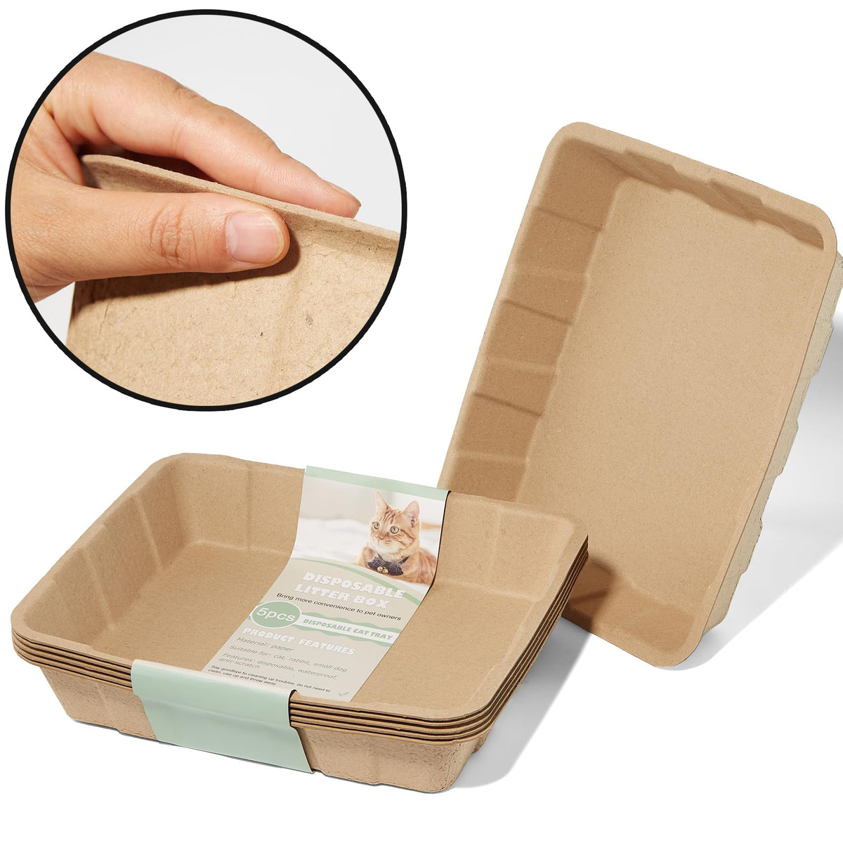 Disposable Cardboard Cat Litter Boxes 5 Pack N238