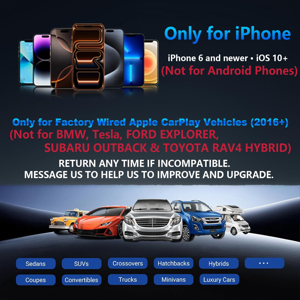 Baby Car Camera with Wireless CarPlay Adapter, 1080P HD, IR Night Vision, 150° Wide-Angle C3167