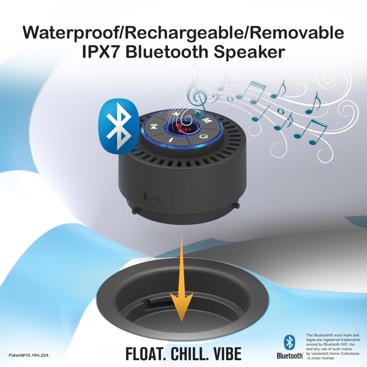 Inflatable Pool Pong Float with Bluetooth Speaker, Cup Holders, Integrated Cooler K59975
