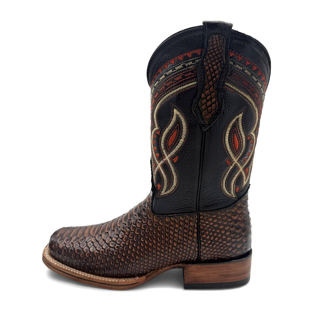 Mens Snakeskin Print Leather Western Boots E692