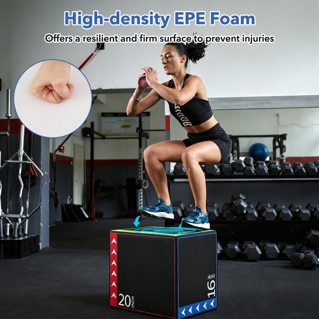 3 in 1 Plyometric Jump Box with Non-Slip PU Cover K798393