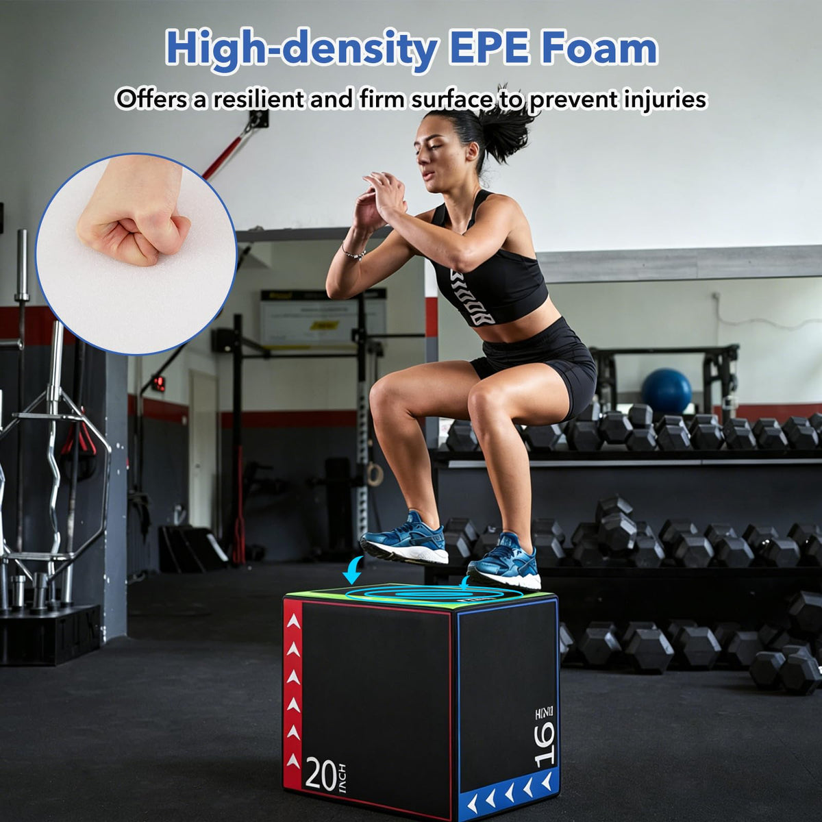 3 in 1 Plyometric Jump Box with Non-Slip PU Cover K798393