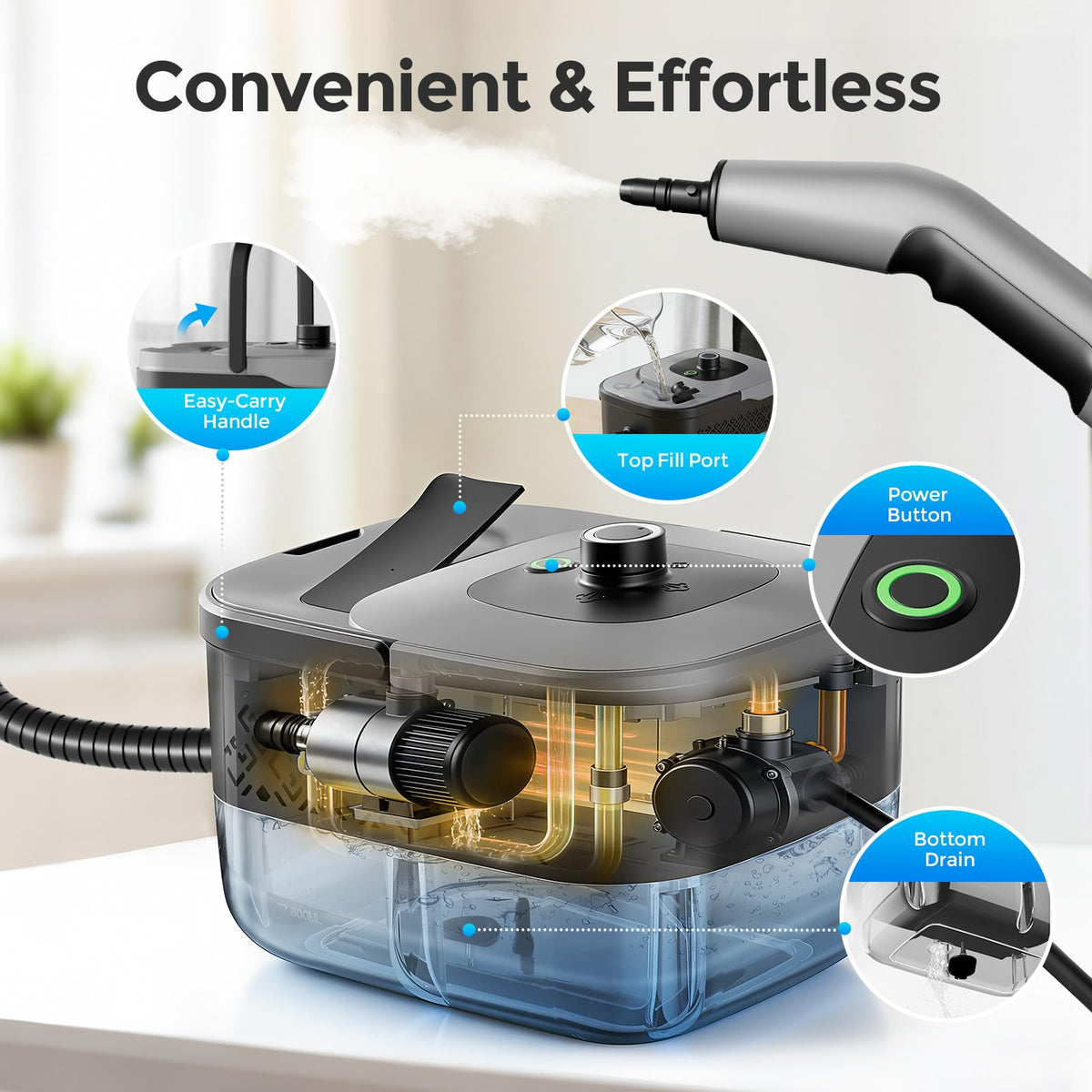 Portable 1800W Handheld Steam Cleaner H722