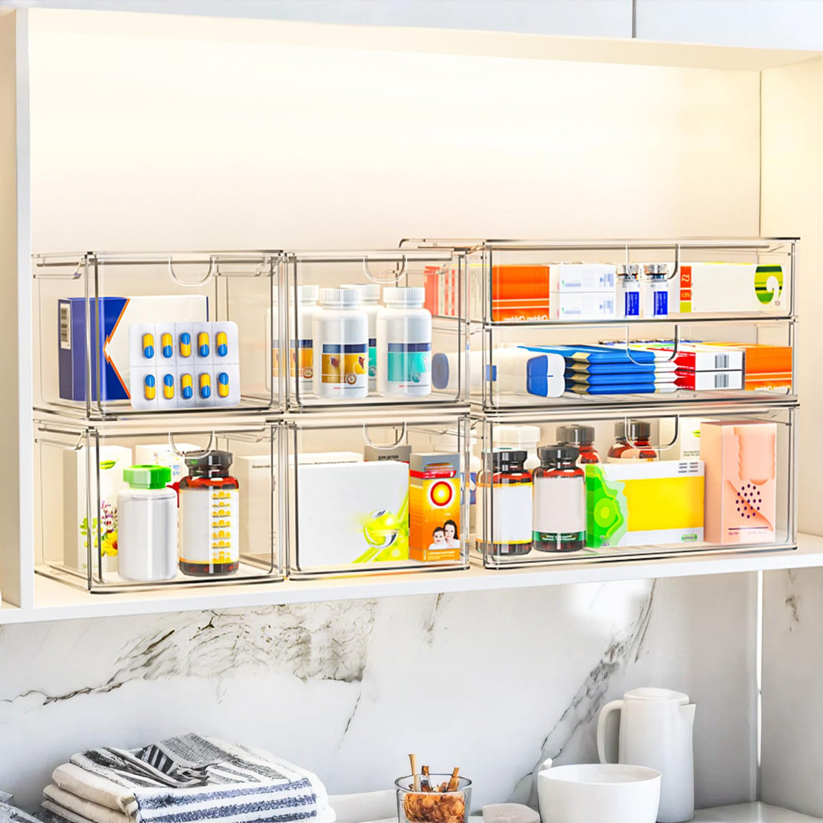 Acrylic Stackable Storage Drawers 6-Pack N79784