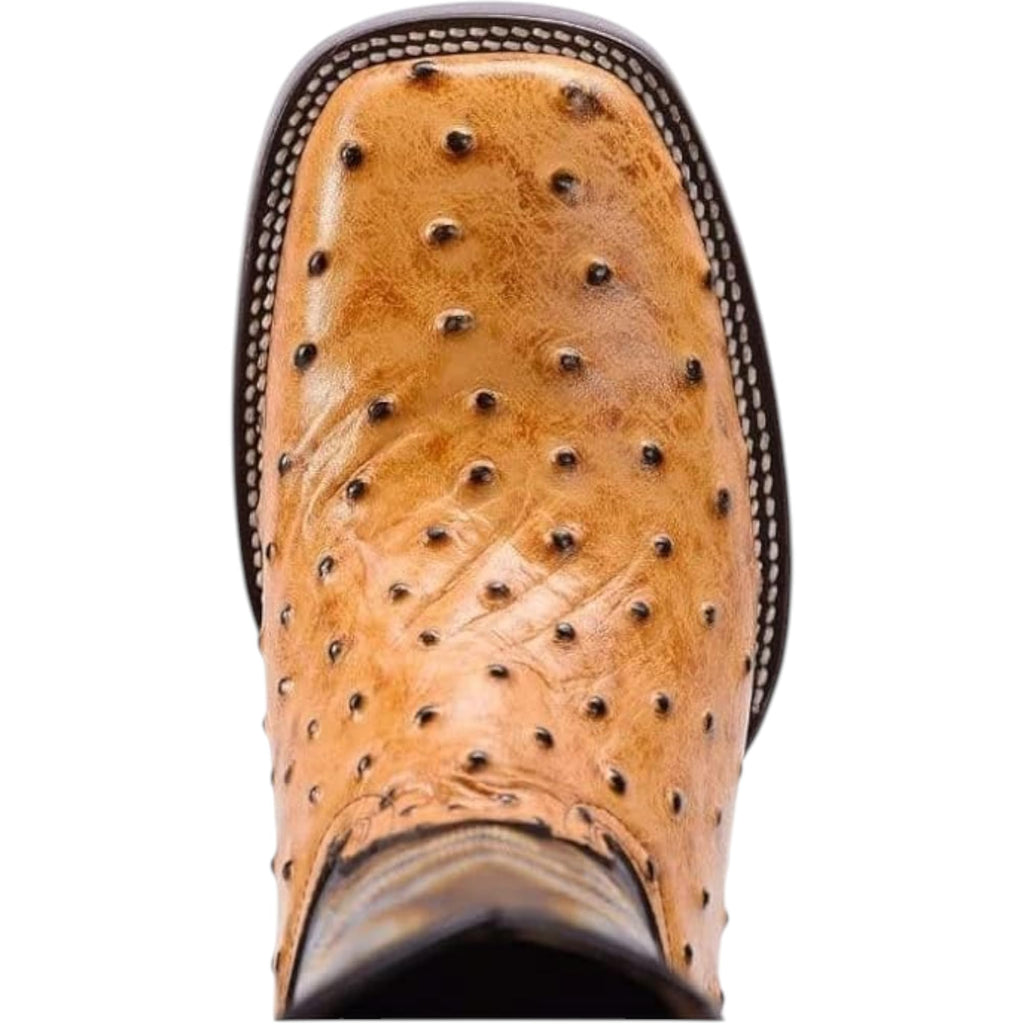 Men’s Genuine Leather Ostrich Print Square Toe Western Boots G61804
